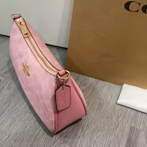 COACH Teri Shoulder Bag In Signature Canvas CV933 Dusty Pink - Picture 9 of 9